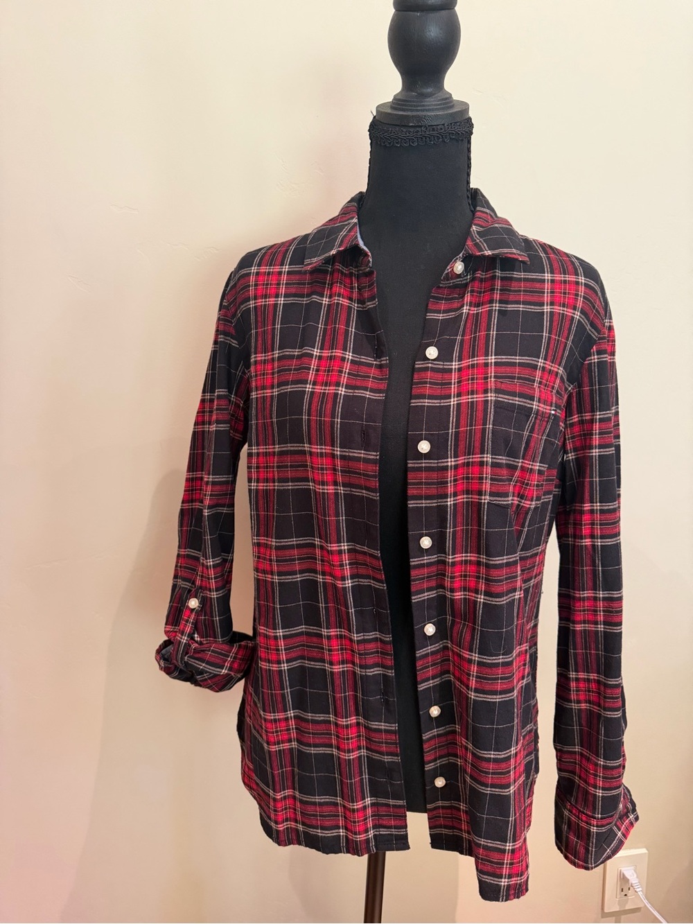 Tommy Hilfiger Red & Black Plaid Button-Down Shirt